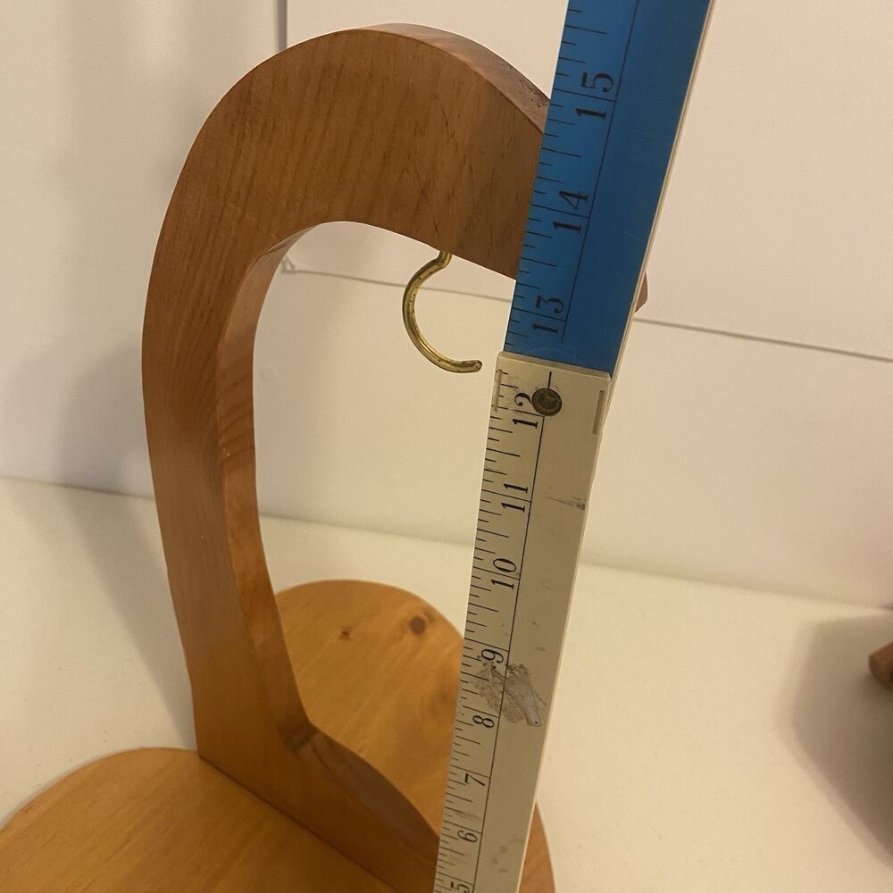 Oak Wood Heart Shaped Decor Base Banana Tree Holder with Hook 15”tall 11” base - Picture 2 of 5